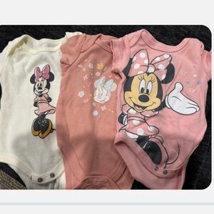 Disney Minnie Mouse Bodysuits - Cream, Coral, and Pink